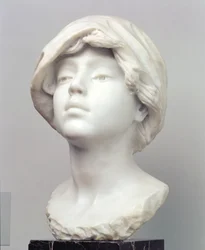 Joven Chica en un Fichu, principios de 1890s